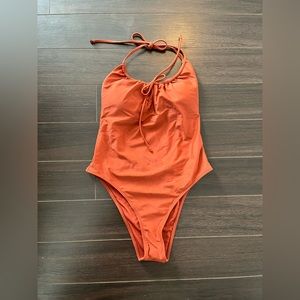 NWT ABERCROMBIE & FITCH Burnt Orange High-leg Cheeky One Piece Swimsuit
